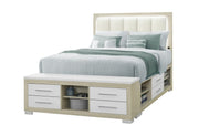 Emma Natural/White Queen Bed With Led And Usb - EMMA-NATURAL/WHITE-QB W/ LED & USB