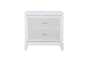 Alina White Nightstand With Led And Usb - ALINA-WHITE-NS W/ LED+USB-N