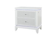 Alina White Nightstand With Led And Usb - ALINA-WHITE-NS W/ LED+USB-N