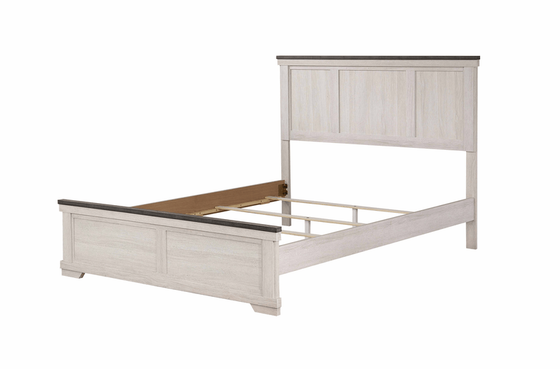 Leighton Cream/Brown Queen Panel Bed - DMV FurnitureQueen Bed