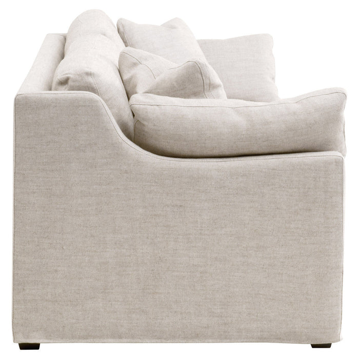 Lena 95" Slope Arm Slipcover Sofa in Bisque, Espresso