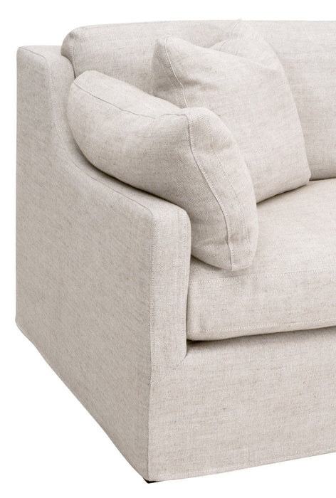 Lena 95" Slope Arm Slipcover Sofa in Bisque, Espresso