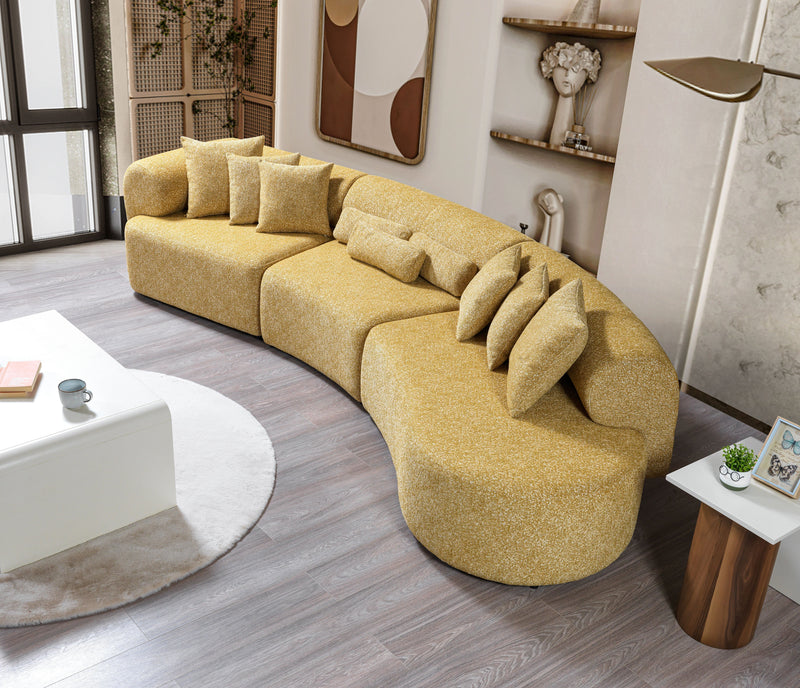 Lena Mustard Boucle 3 - Piece Curved Sectional - DMV FurnitureSectional