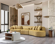 Lena Mustard Boucle 3 - Piece Curved Sectional - DMV FurnitureSectional