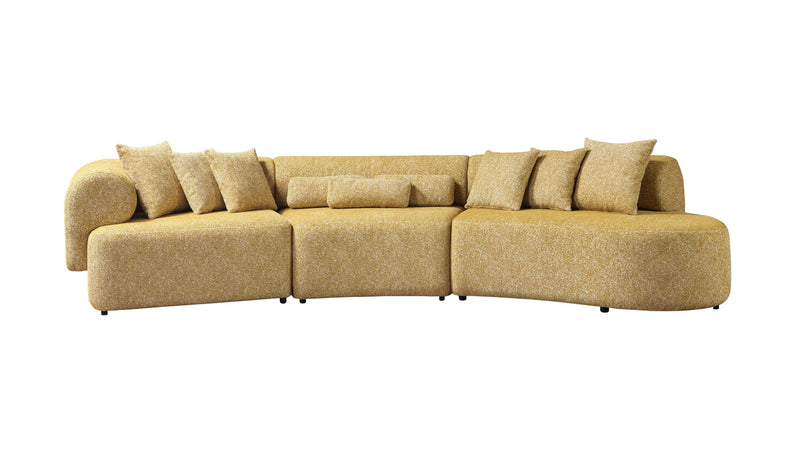 Lena Mustard Boucle 3 - Piece Curved Sectional - DMV FurnitureSectional
