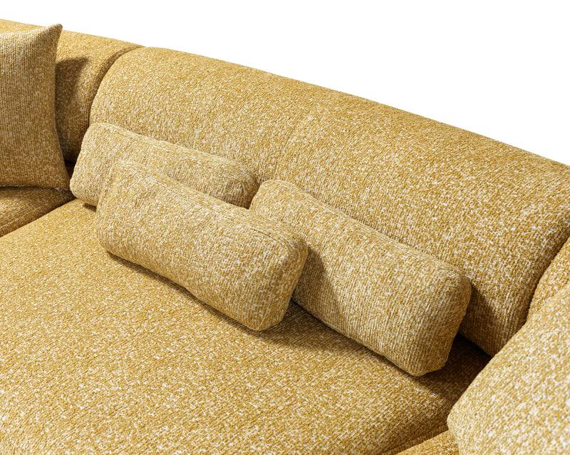 Lena Mustard Boucle 3 - Piece Curved Sectional - DMV FurnitureSectional