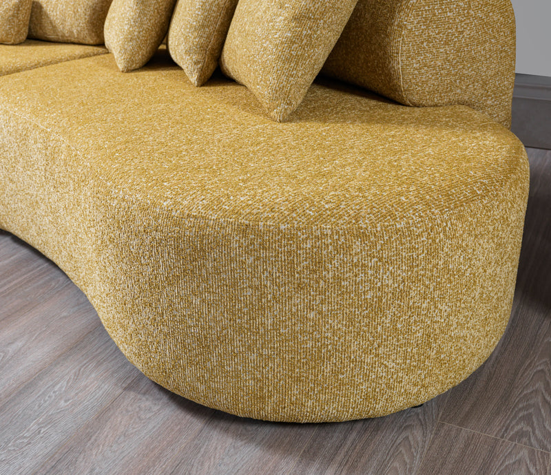 Lena Mustard Boucle 3 - Piece Curved Sectional - DMV FurnitureSectional