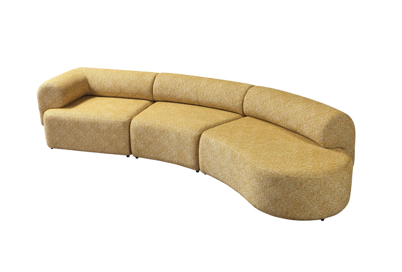 Lena Mustard Boucle 3 - Piece Curved Sectional - DMV FurnitureSectional