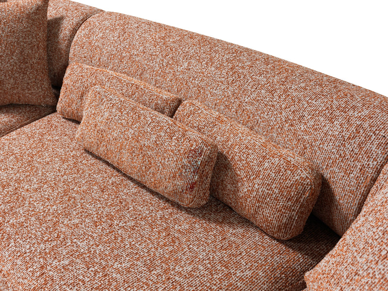 Lena Orange Boucle 3 - Piece Curved Sectional - DMV FurnitureSectional