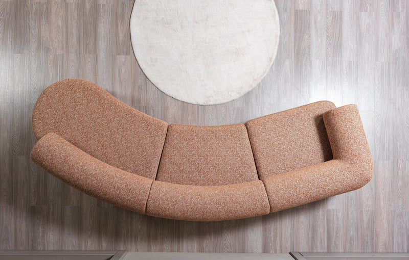 Lena Orange Boucle 3 - Piece Curved Sectional - DMV FurnitureSectional