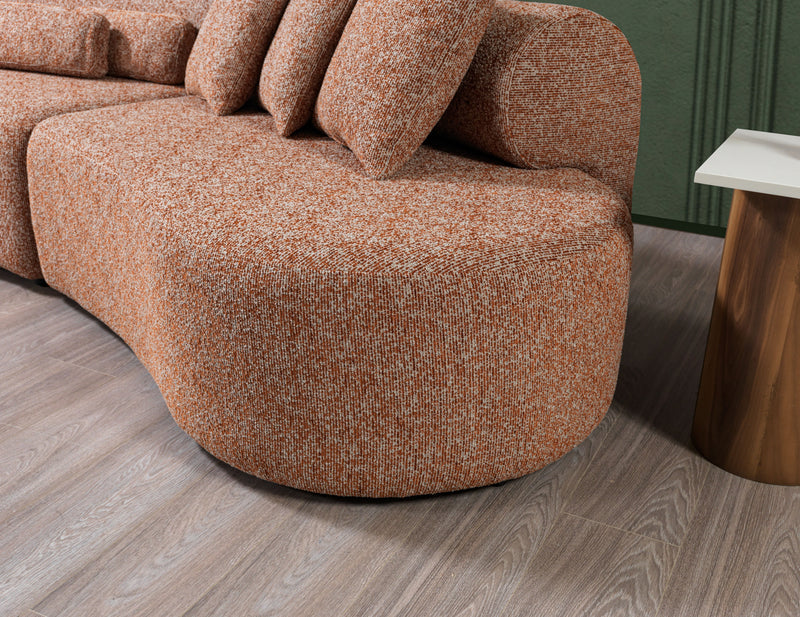 Lena Orange Boucle 3 - Piece Curved Sectional - DMV FurnitureSectional