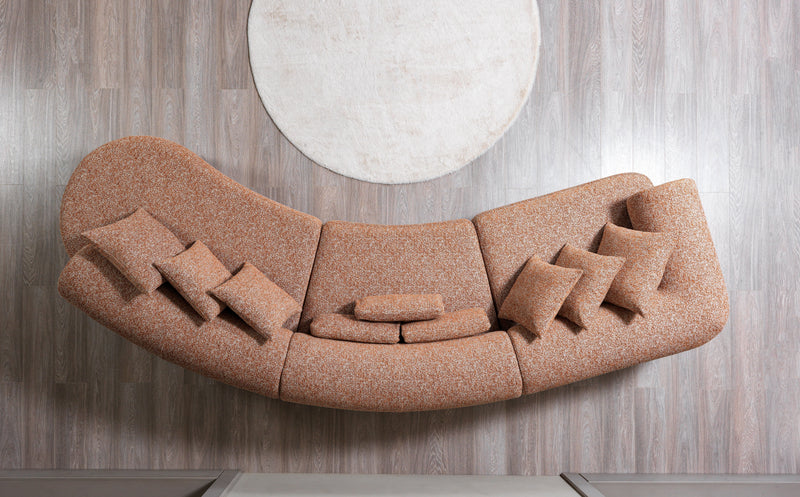 Lena Orange Boucle 3 - Piece Curved Sectional - DMV FurnitureSectional