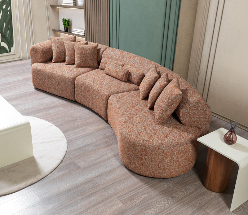 Lena Orange Boucle 3 - Piece Curved Sectional - DMV FurnitureSectional