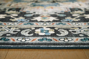 Leningston Black/Cream/Blue Washable Medium Rug - R407062