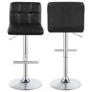 Lenny Tufted Adjustable Leatherette Bar Stool Black (Set of 2) - 102554