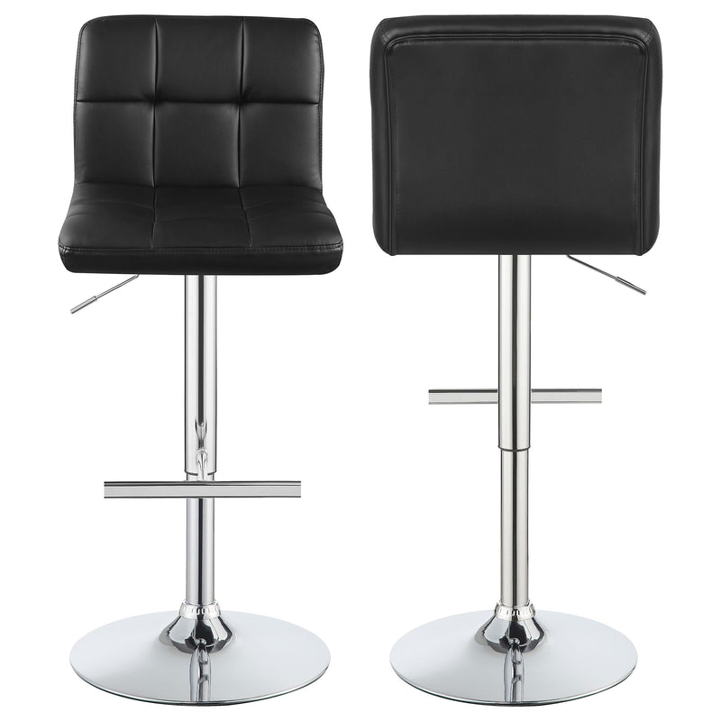 Lenny Tufted Adjustable Leatherette Bar Stool Black (Set of 2) - 102554