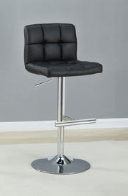 Lenny Tufted Adjustable Leatherette Bar Stool Black (Set of 2) - 102554