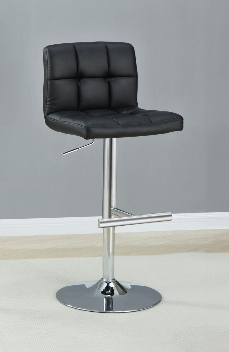Lenny Tufted Adjustable Leatherette Bar Stool Black (Set of 2) - 102554