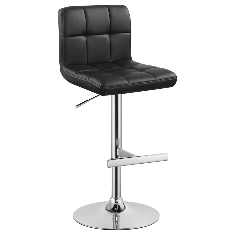 Lenny Tufted Adjustable Leatherette Bar Stool Black (Set of 2) - 102554