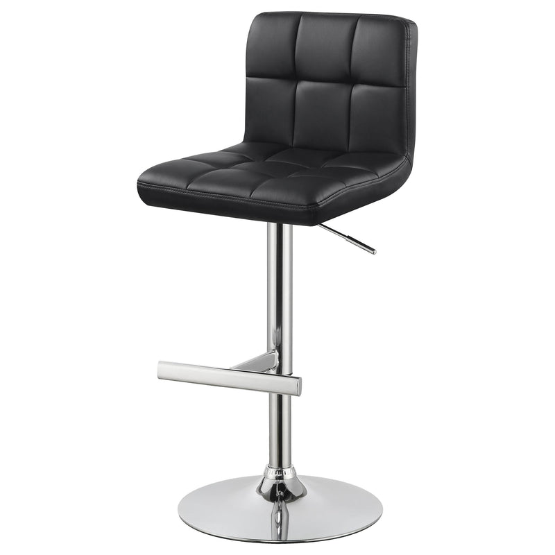 Lenny Tufted Adjustable Leatherette Bar Stool Black (Set of 2) - 102554