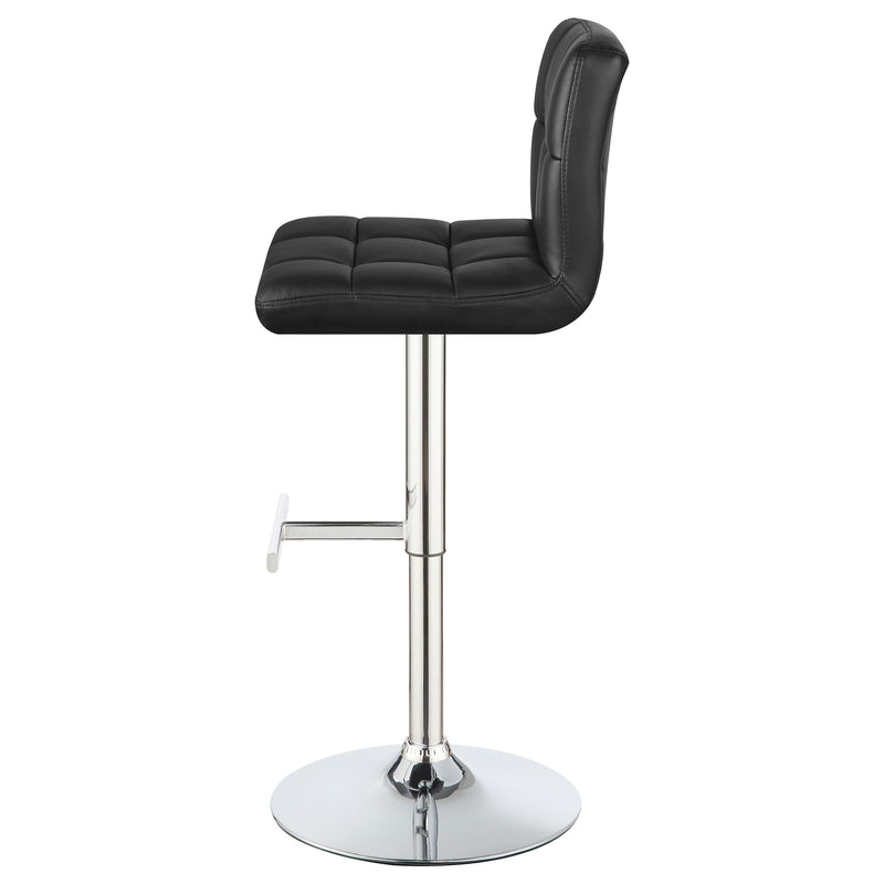 Lenny Tufted Adjustable Leatherette Bar Stool Black (Set of 2) - 102554