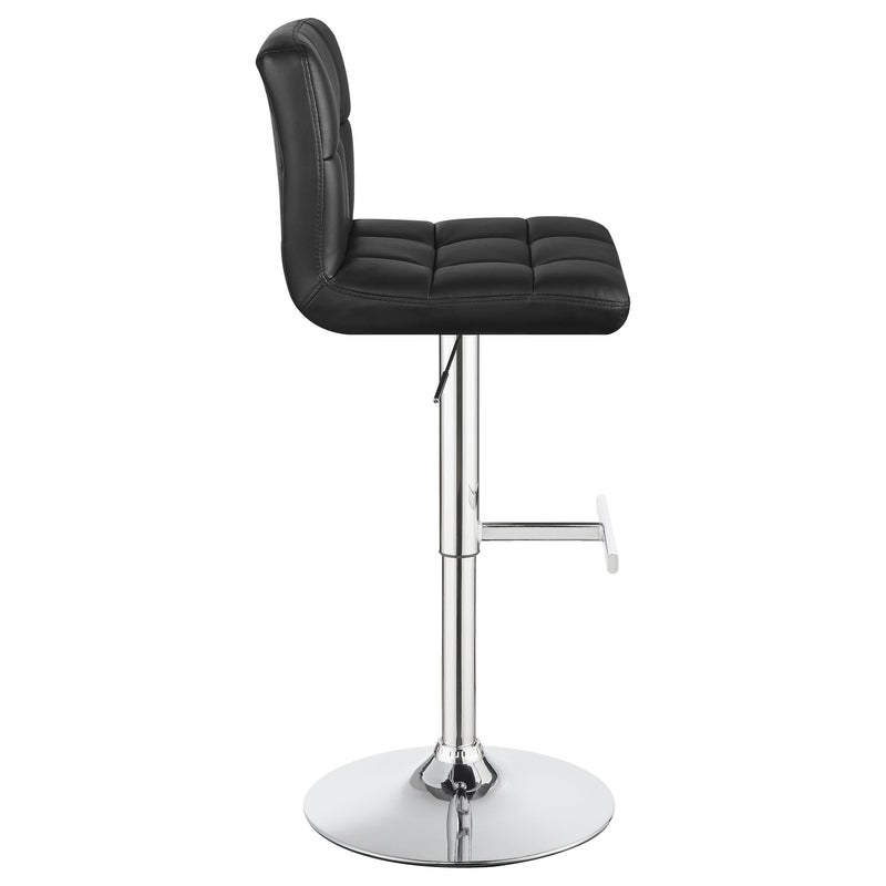 Lenny Tufted Adjustable Leatherette Bar Stool Black (Set of 2) - 102554