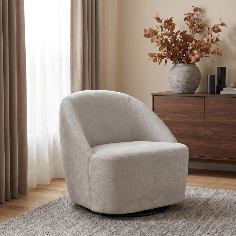 Leon Chenille Upholstered Swivel Accent Chair Beige - 903411