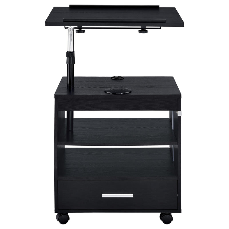 Lerma 1-drawer Adjustable Tray Top Nightstand with Speaker Black Ash - 305772BLK