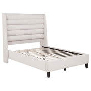 Leslie Upholstered Tufted Full Wingback Platform Bed Beige - 315983F