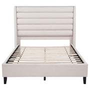 Leslie Upholstered Tufted Queen Wingback Platform Bed Beige - 315983Q