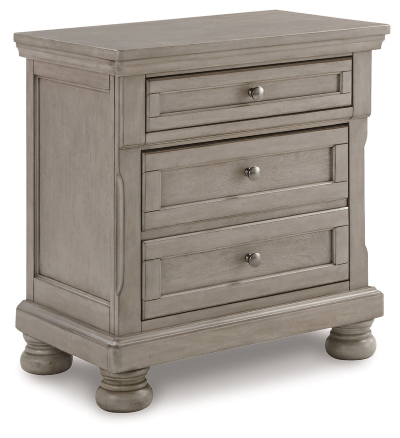 Lettner California King Panel Bed with Mirrored Dresser, Chest and Nightstand in Light Gray from Ashley - DMV Furniture