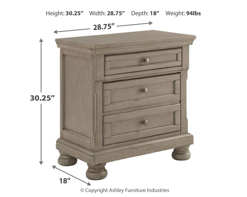 Lettner Light Gray California King Panel Bed, Dresser, Chest and 2 Nightstands - B733B47