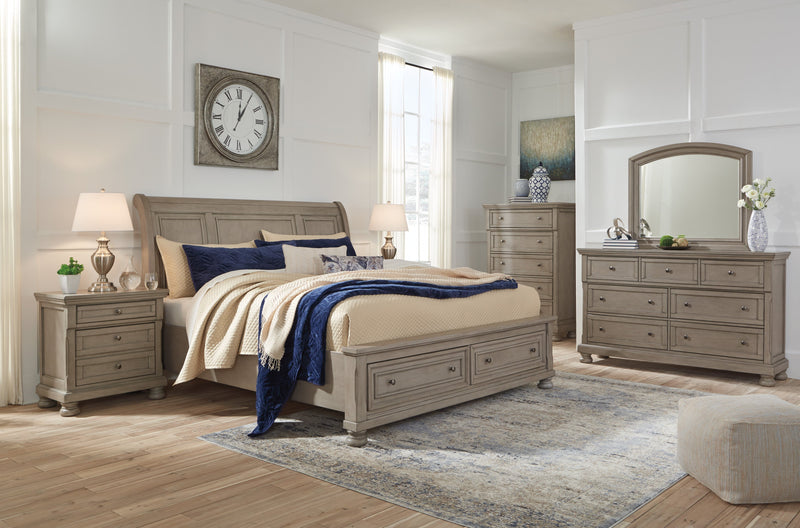 Lettner Light Gray Footboard Storage Sleigh Platform Bedroom Set - DMV FurnitureBedroom Set