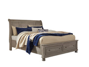Lettner Light Gray King Storage Platform Sleigh Bed - DMV FurnitureKing Bed