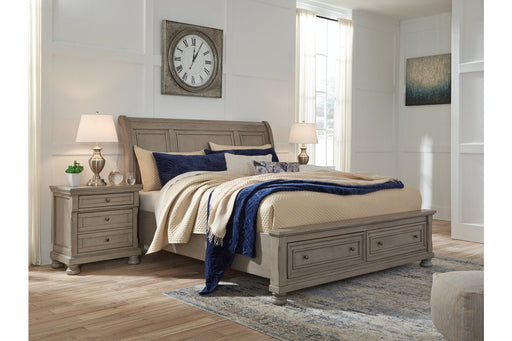 Lettner Light Gray Queen Sleigh Bed with 2 Storage Drawers - DMV FurnitureQueen Bed