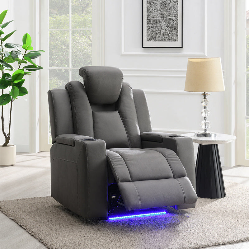 Leuco Power Motion Recliner w/Cup Holder, Control, LED & Power Headrest - LV02834