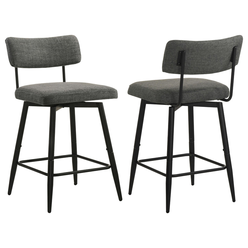 Levine Fabric Upholstered Swivel Counter Chair Grey (Set of 2) - 193189CHR