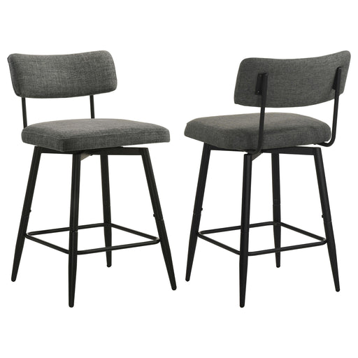 Levine Fabric Upholstered Swivel Counter Chair Grey (Set of 2) - 193189CHR