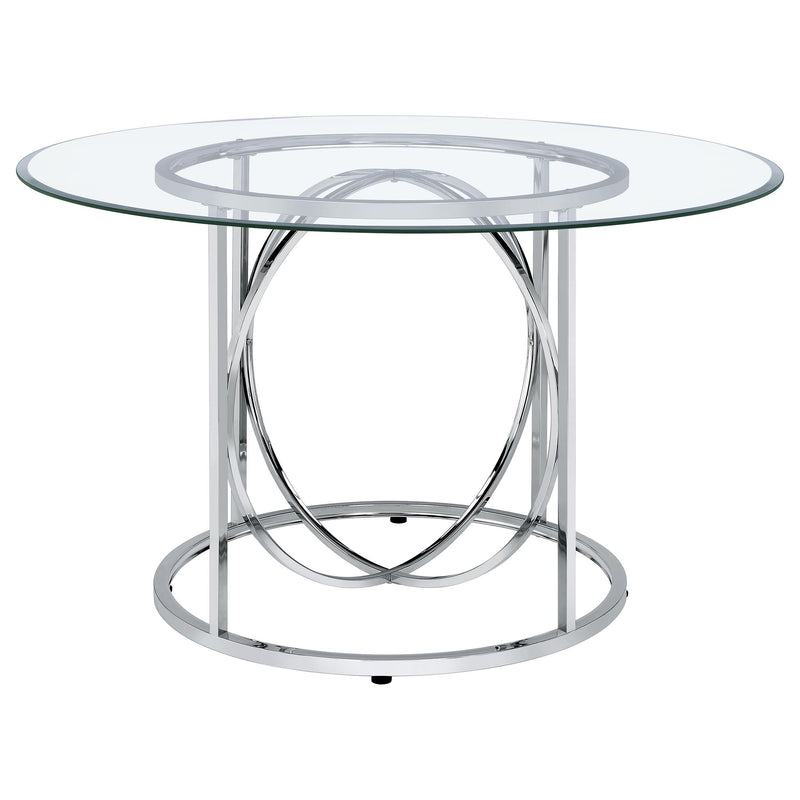 Levy 48-inch Round Glass Top Dining Table Chrome - 115240CHR