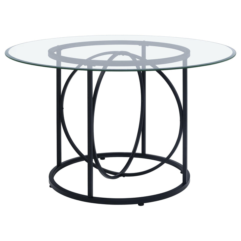 Levy 48-inch Round Glass Top Dining Table Matte Black - 115240BLK