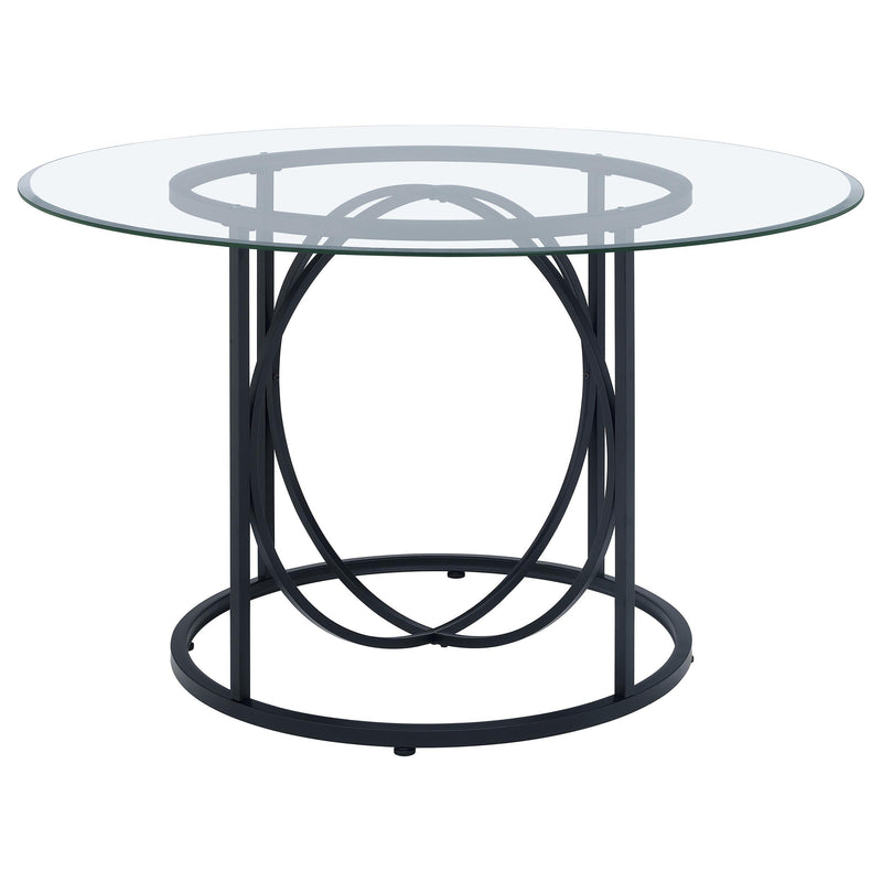 Levy 48-inch Round Glass Top Dining Table Matte Black - 115240BLK