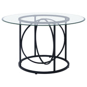 Levy 48-inch Round Glass Top Dining Table Matte Black - 115240BLK