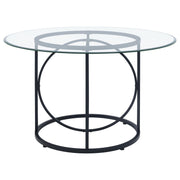 Levy 48-inch Round Glass Top Dining Table Matte Black - 115240BLK