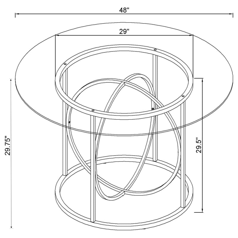 Levy 48-inch Round Glass Top Dining Table Matte Black - 115240BLK