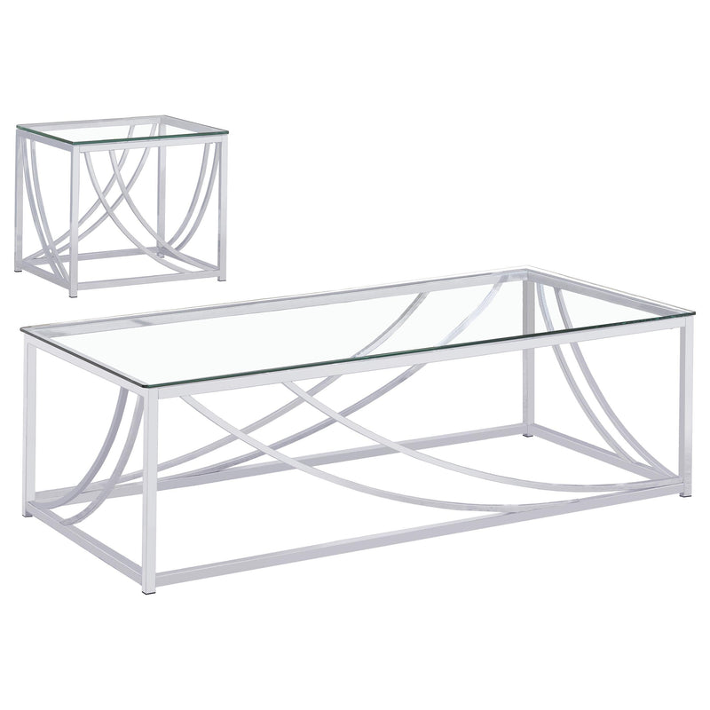 Lille 2-piece Glass Top Coffee And End Table Set Chrome - 720498-S2