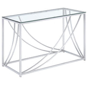 Lille Glass Top Entryway Console Table Accents Chrome - 720499
