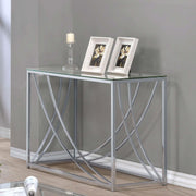 Lille Glass Top Entryway Console Table Accents Chrome - 720499