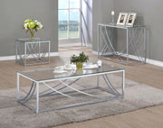 Lille Rectangular Glass Top Coffee Table Chrome - 720498