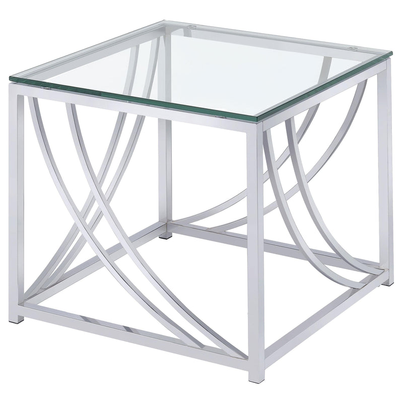 Lille Square Glass Top Side End Table Chrome - 720497