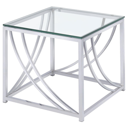 Lille Square Glass Top Side End Table Chrome - 720497